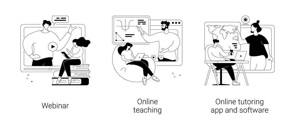 E-learning abstract concept vector illustrations. 스톡 일러스트