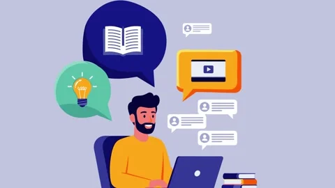 E-learning and Creative Knowledge Illustration Stock Footage 333692971