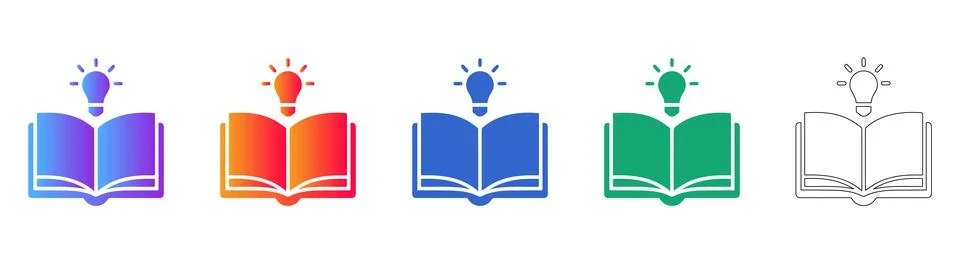 E Learning and Knowledge Icons Illustrazione stock