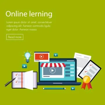 E-learning and online education Stock Illustration