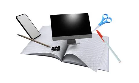 A E-learning and Online Education for Student and University Stock Illustration