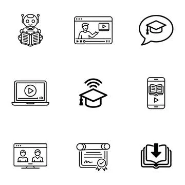 E-learning and Online Education Icons set. Stock Illustration