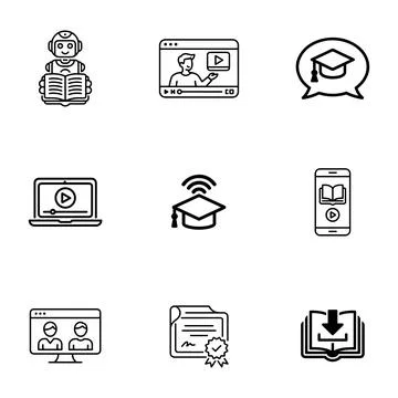 E-learning and Online Education Icons set. Stock Illustration