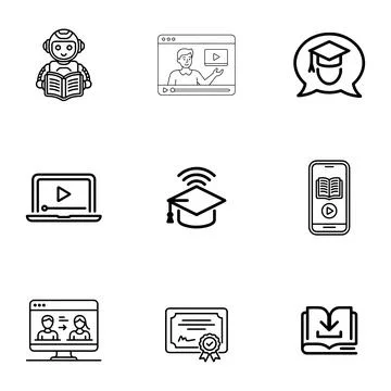 E-learning and Online Education Icons set. Stock Illustration