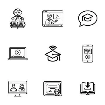 E-learning and Online Education Icons set. Stock Illustration