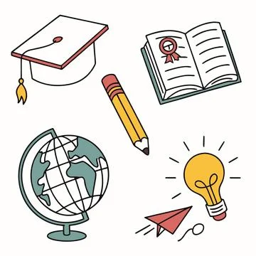 E-Learning and Online School Icons Stock Illustration