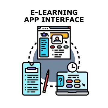 E learning app interface developing online education system Stock Illustration