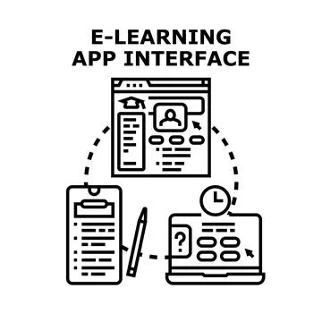 E learning app interface developing online education system Stock Illustration