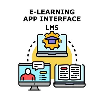 E learning app interface lms concept illustration イラスト素材