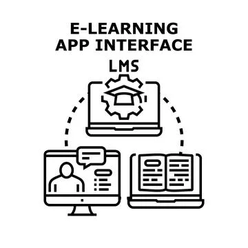 E learning app interface lms concept illustration イラスト素材