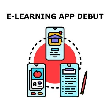 E learning application debut for mobile education platform Stock Illustration