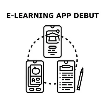 E learning application debut for mobile education platform Stock Illustration