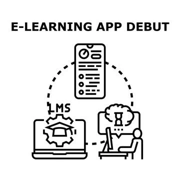 E learning application debut for online education system 库存插图