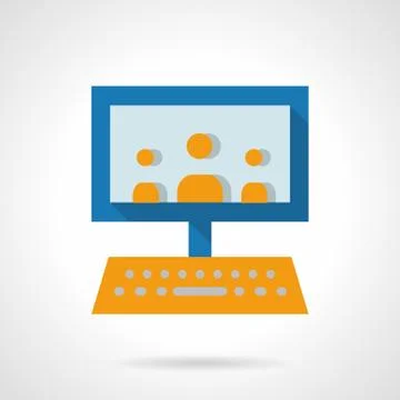 E-learning audience flat vector icon 스톡 일러스트