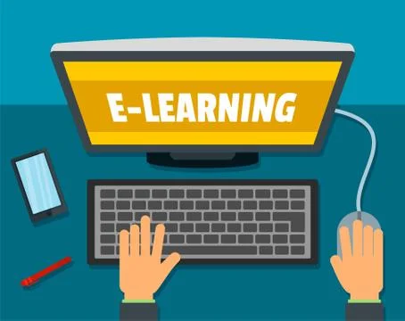 E-learning background, flat style 스톡 일러스트
