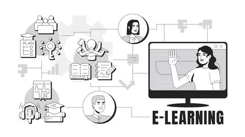 E learning banner conceptual illustration Stockillustratie