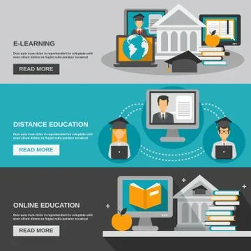 E-learning Banner Set Stock Illustration