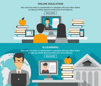 E-learning Banner Set Stock Illustration