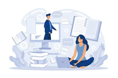 E-learning banners Online education, home schooling, online classes, traini.. Illustrazione stock