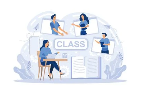 E-learning banners Online education, home schooling, online classes, traini.. Illustrazione stock