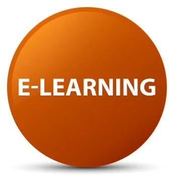 E-learning brown round button Stock Illustration