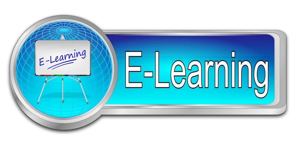 E-Learning Button - 3D illustration Illustrazione stock