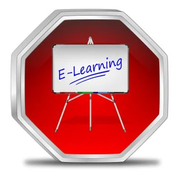 E-Learning Button - 3D illustration Stock Illustration