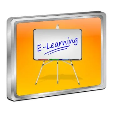 E-Learning Button - 3D illustration Ilustração Stock