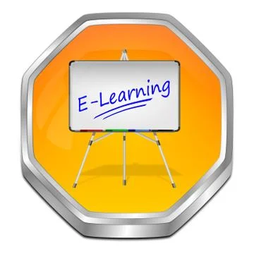 E-Learning Button - 3D illustration Ilustração Stock