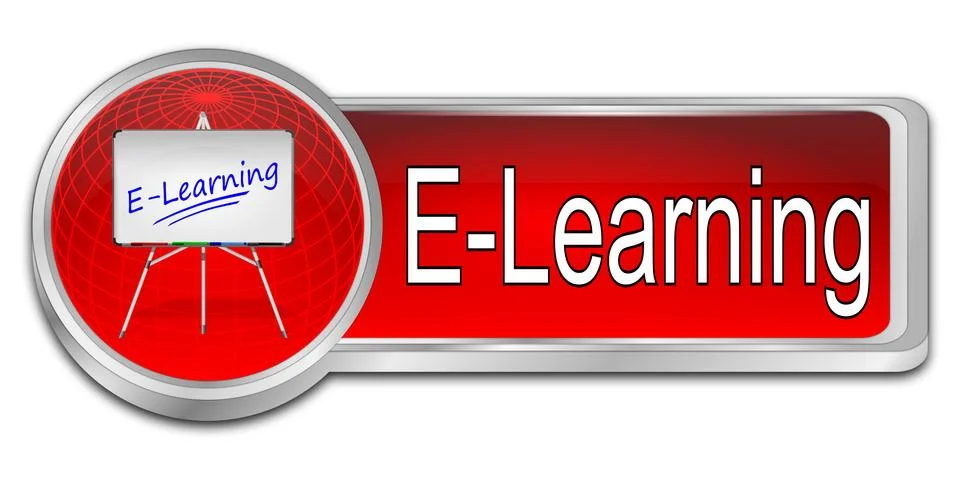 E-Learning Button - 3D illustration Stock Illustration