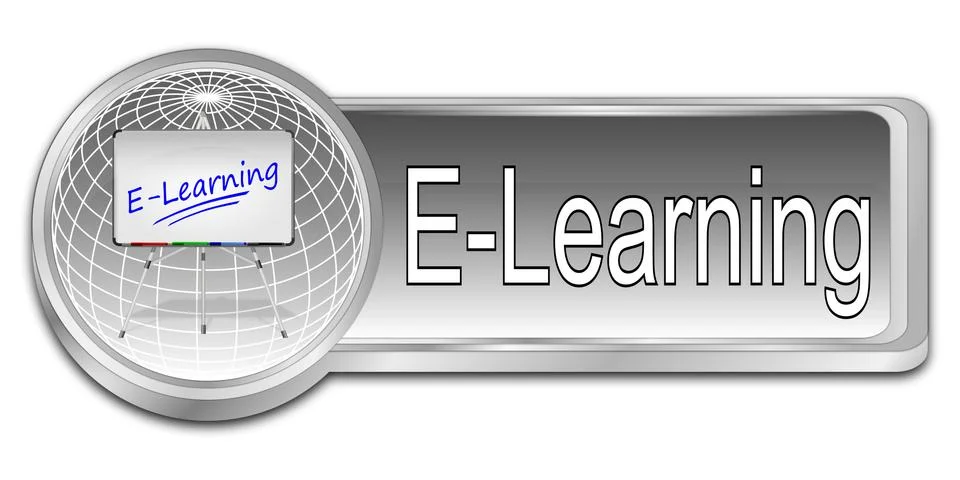 E-Learning Button - 3D illustration イラスト素材