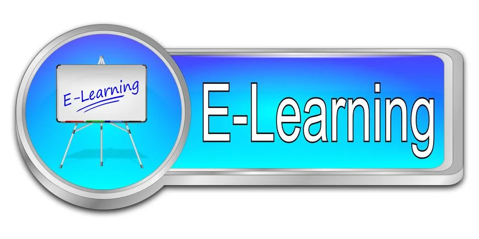 E-Learning Button - 3D illustration Stock Illustration