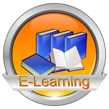 E-Learning Button - 3D illustration Ilustração Stock