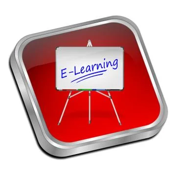 E-Learning Button - 3D illustration Ilustração Stock