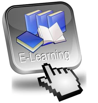 E-Learning Button with cursor - 3D illustration Stockillustratie