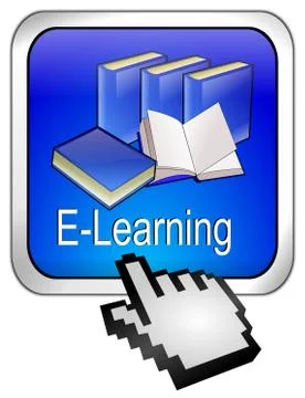 E-Learning Button with Cursor Stock Illustration