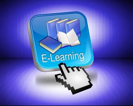 E-Learning Button with Cursor Stock Illustration