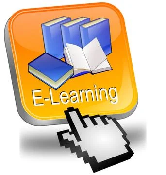E-Learning Button with Cursor Stock Illustration