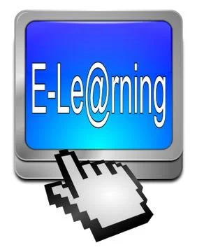 E-Learning Button with cursor Stock Illustration