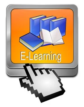 E-Learning Button with Cursor Stock Illustration