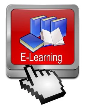 E-Learning Button with Cursor Stock Illustration