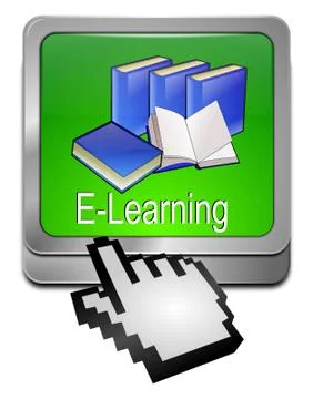 E-Learning Button with Cursor Stock Illustration