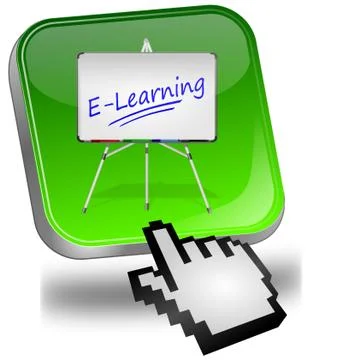 E-Learning Button with cursor Stock Illustration