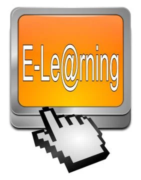 E-Learning Button with cursor Stock Illustration