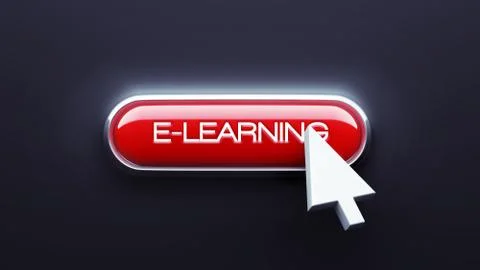 E-learning button Illustrazione stock