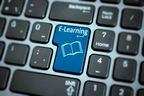 E-learning button on keyboard , Stock Illustration