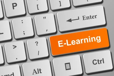 E-learning button on keyboard Illustrazione stock