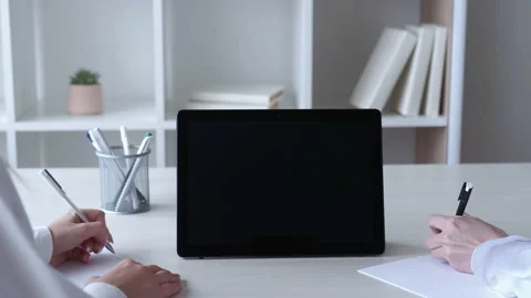 E-learning class students mockup tablet screen Stock Footage 221784829