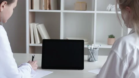 E-learning class students mockup tablet screen Stock Footage 222615698