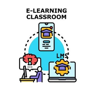 E learning classroom digital education platform concept Stock Illustration